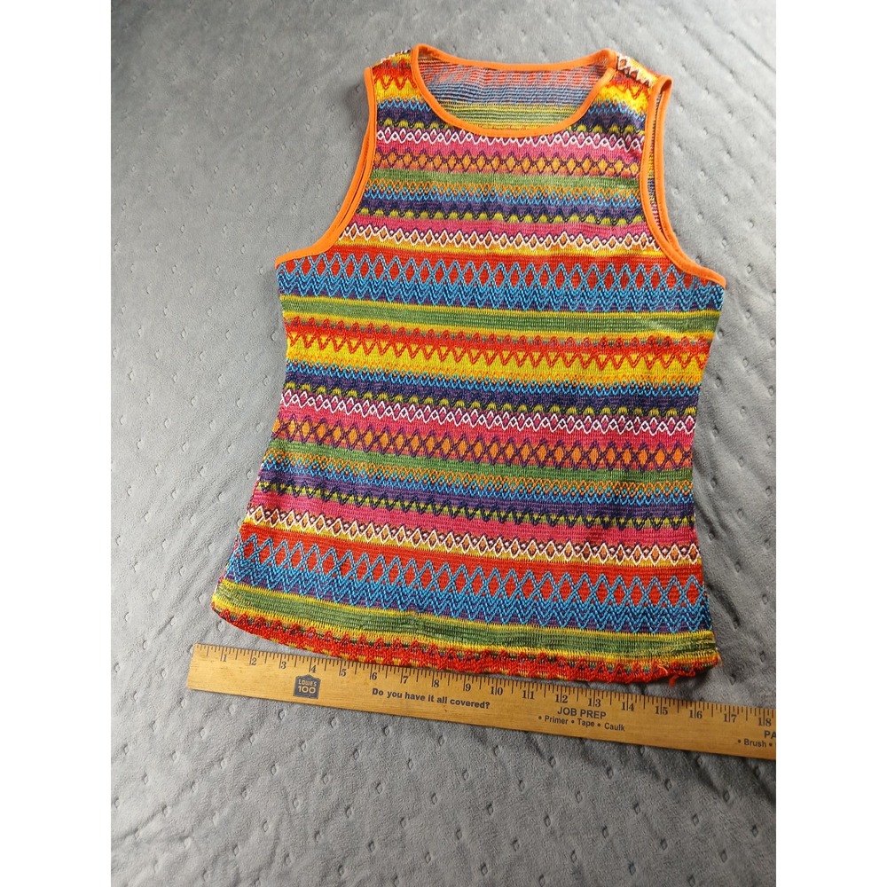 Unbranded Vintage Boho Multi Color Geometric Knit Sleeveless Tank S/XS - Picture 5 of 8